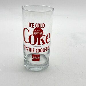 Vtg Ice Cold‎ Coke It's The Coolest Glass with Red Lettering Coca-Cola Drink 6”